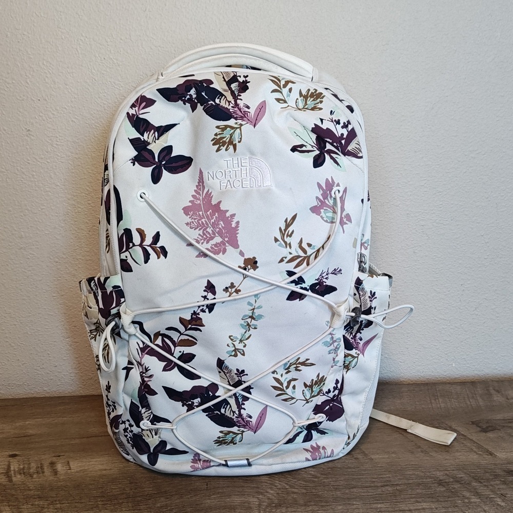 The North Face Jester Backpack Unisex White Purple Floral Leaf NF0A3VXG